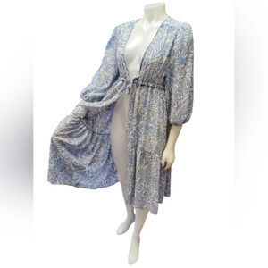Black Tape Sheer Open Blue With Gold  Dress/Cover Size Medium